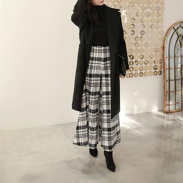 ハイウエストウールチェックワイドパンツ 4841-画像11-韓国ファッション通販POPREA［ポップリア］