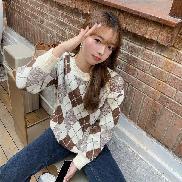 ダイヤ柄カラーニット 4951-画像11-韓国ファッション通販POPREA［ポップリア］