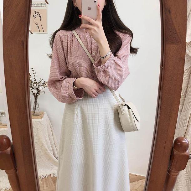 チェック柄ロングスリーブシャツ 4743-画像11-韓国ファッション通販POPREA［ポップリア］