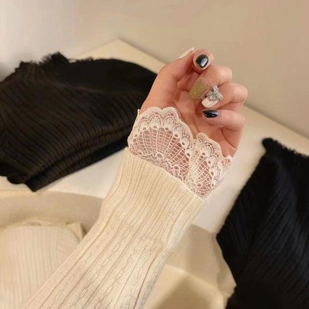 レースハイネック袖リブニット 4970-画像11-韓国ファッション通販POPREA［ポップリア］