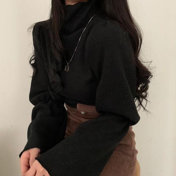 トランペットスリーブハイネックリブニット 4852-画像11-韓国ファッション通販POPREA［ポップリア］