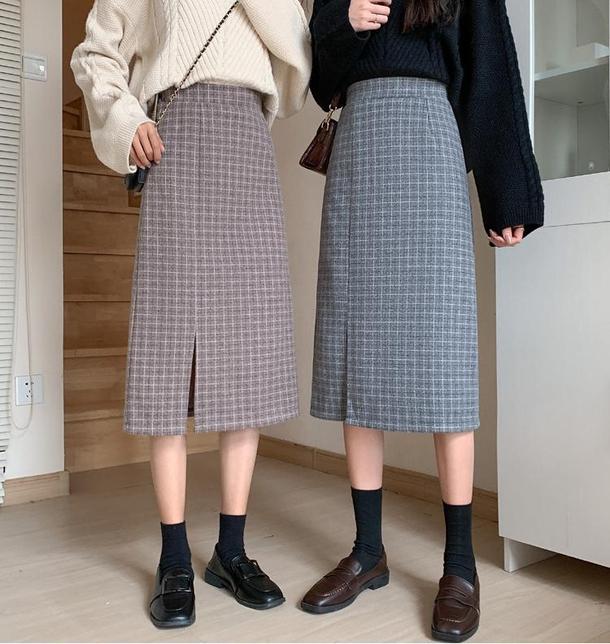 ハイウエストスリットチェックスカート 4699-画像11-韓国ファッション通販POPREA［ポップリア］