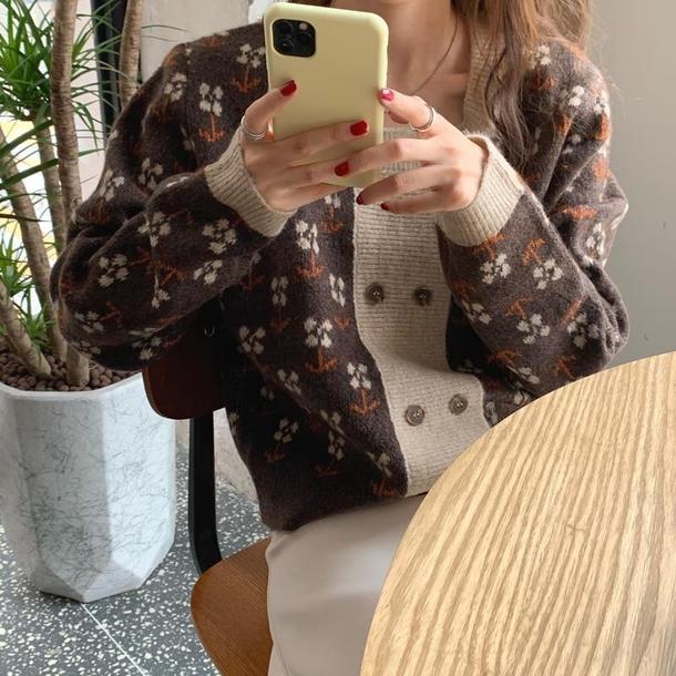 ダブルボタンフラワーカーディガン 4801-画像11-韓国ファッション通販POPREA［ポップリア］