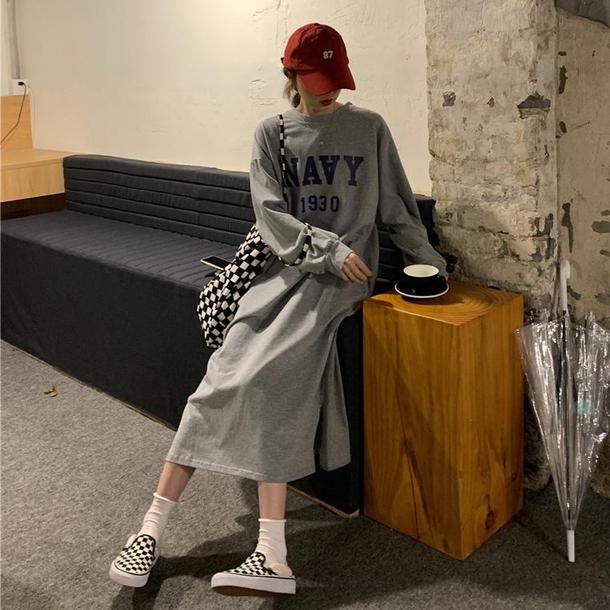 ロゴプリントトレーナーワンピース 4688-画像11-韓国ファッション通販POPREA［ポップリア］