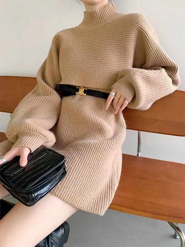 ハイネックニットトップス＆ミニワンピース 4815-画像11-韓国ファッション通販POPREA［ポップリア］