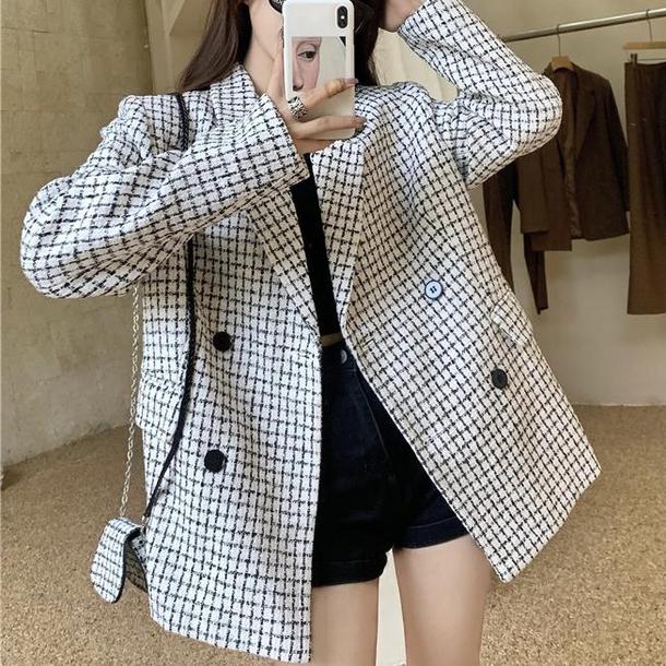 ミニバッグ付きチェック柄ジャケット 4730-画像11-韓国ファッション通販POPREA［ポップリア］