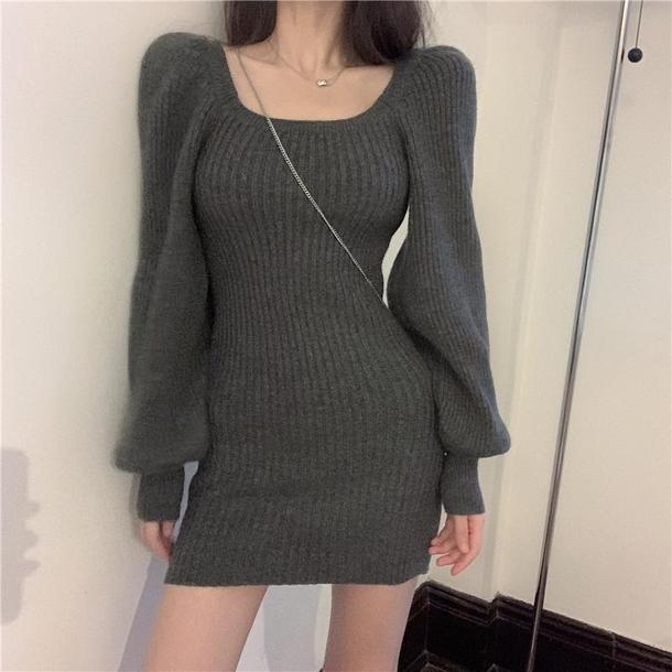 ベーシックショートリブニットワンピ 4866-画像12-韓国ファッション通販POPREA［ポップリア］