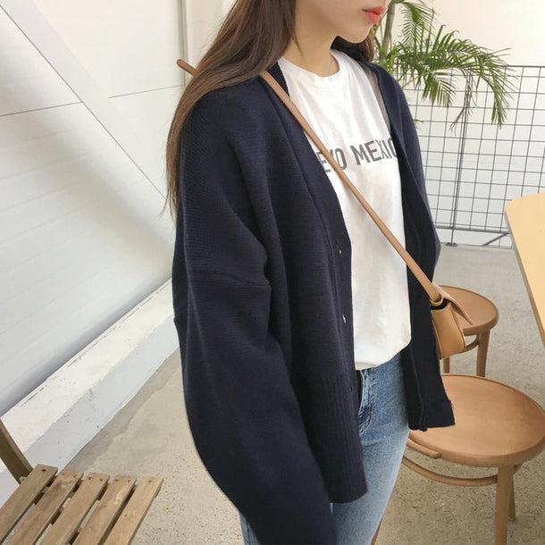 Vネックショートニットカーディガン 5041-画像12-韓国ファッション通販POPREA［ポップリア］