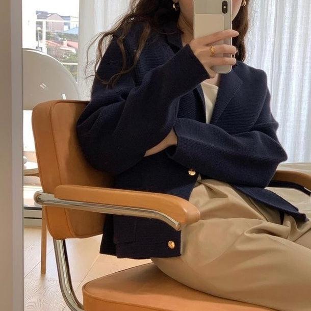 ゴールドボタンオープンカラージャケット 5106-画像12-韓国ファッション通販POPREA［ポップリア］