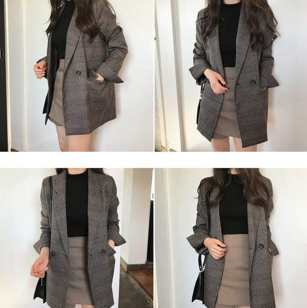 グレンチェックテーラードジャケット 4971-画像12-韓国ファッション通販POPREA［ポップリア］