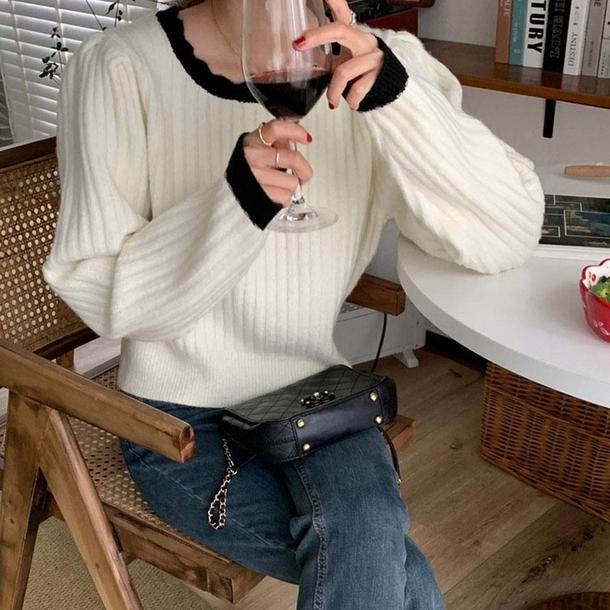 あったかシンプルリブショートニット 4853-画像12-韓国ファッション通販POPREA［ポップリア］