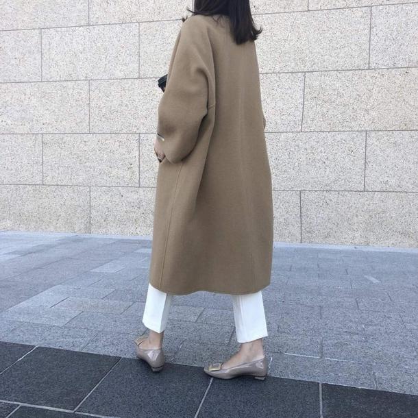 ノーカラーソフトタッチカーディガンコート 4840-画像12-韓国ファッション通販POPREA［ポップリア］