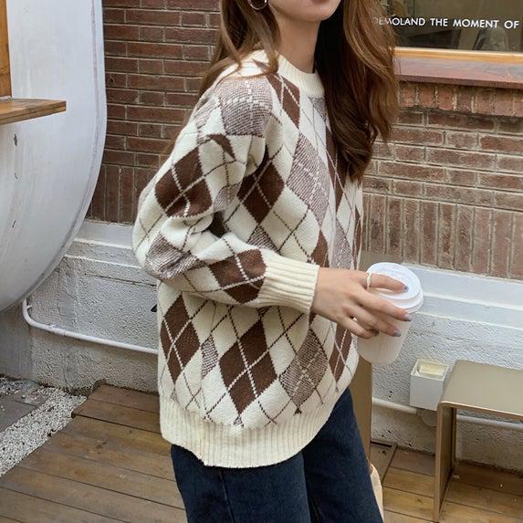 ダイヤ柄カラーニット 4951-画像12-韓国ファッション通販POPREA［ポップリア］