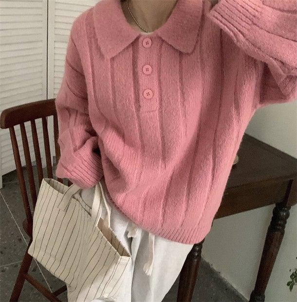 ルーズポロニット 4976-画像12-韓国ファッション通販POPREA［ポップリア］