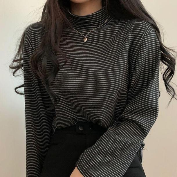 ハイネックボーダートップス 4927-画像12-韓国ファッション通販POPREA［ポップリア］