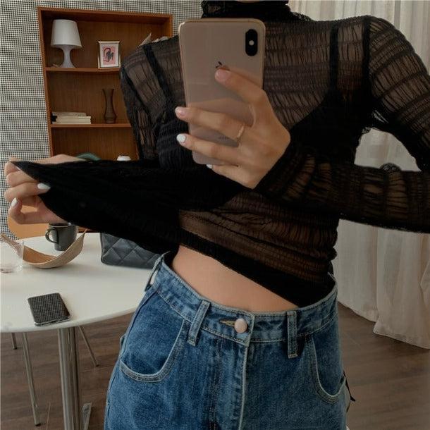 タートルネックシースルートップス 5100-画像12-韓国ファッション通販POPREA［ポップリア］