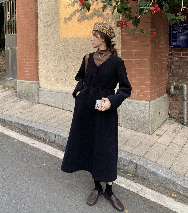 Vネックキルティングワンピース 5033-画像12-韓国ファッション通販POPREA［ポップリア］