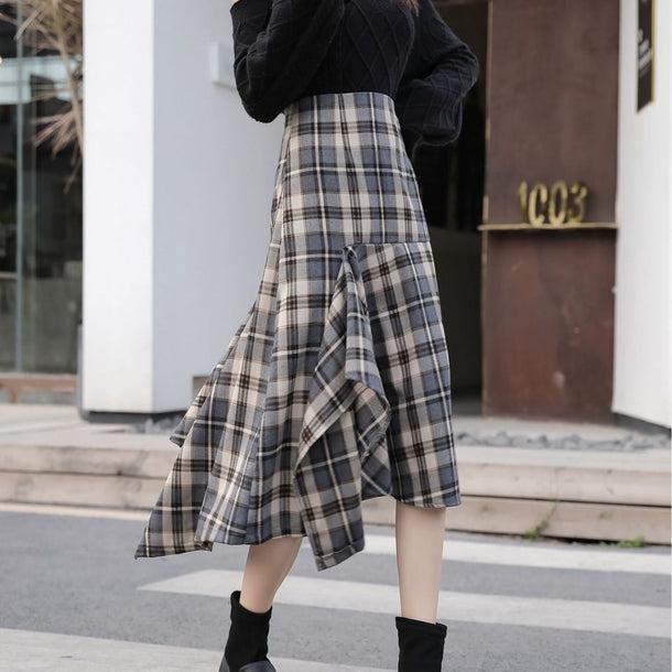 マーメイドフレアチェックスカート 5062-画像12-韓国ファッション通販POPREA［ポップリア］