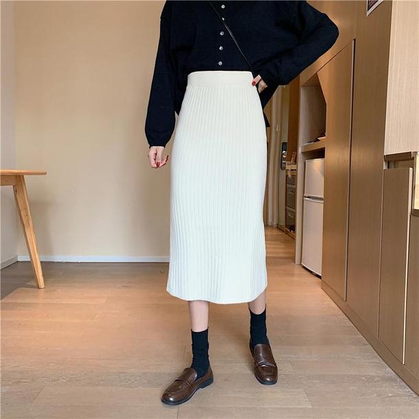 リブニットロングスカート 4768-画像12-韓国ファッション通販POPREA［ポップリア］