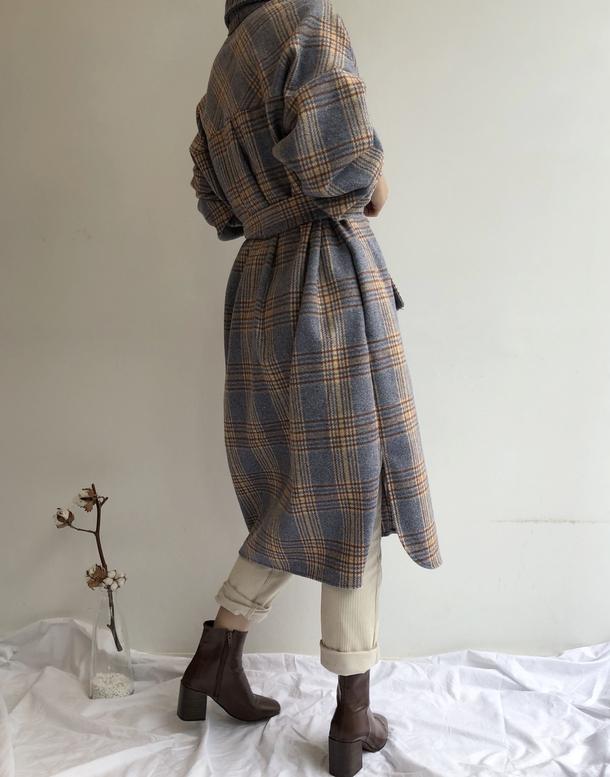 チェック柄ロングシャツ 4746-画像12-韓国ファッション通販POPREA［ポップリア］