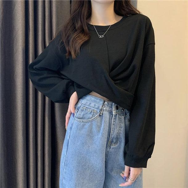 クロップドデザインスウェット 5118-画像12-韓国ファッション通販POPREA［ポップリア］