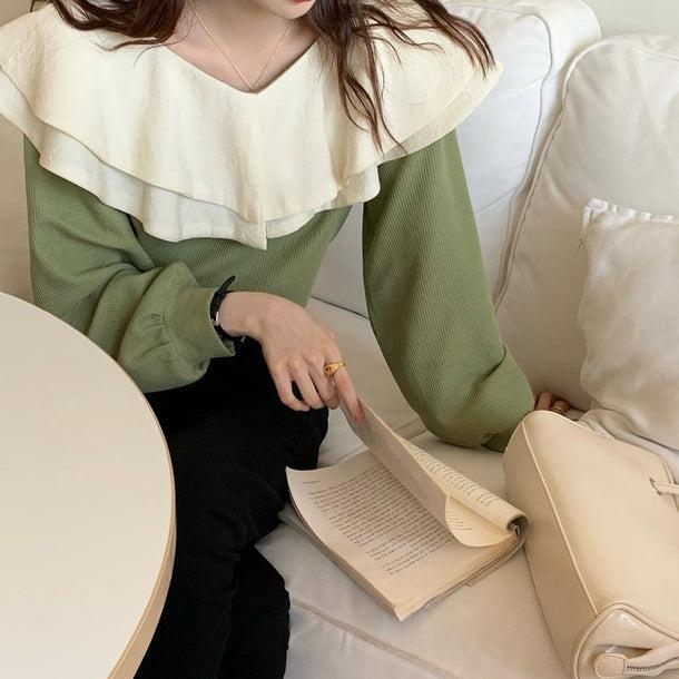 ダブルフリルカラートップス 5094-画像12-韓国ファッション通販POPREA［ポップリア］