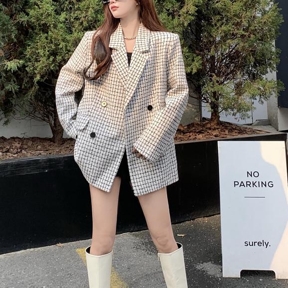 ミニバッグ付きチェック柄ジャケット 4730-画像12-韓国ファッション通販POPREA［ポップリア］