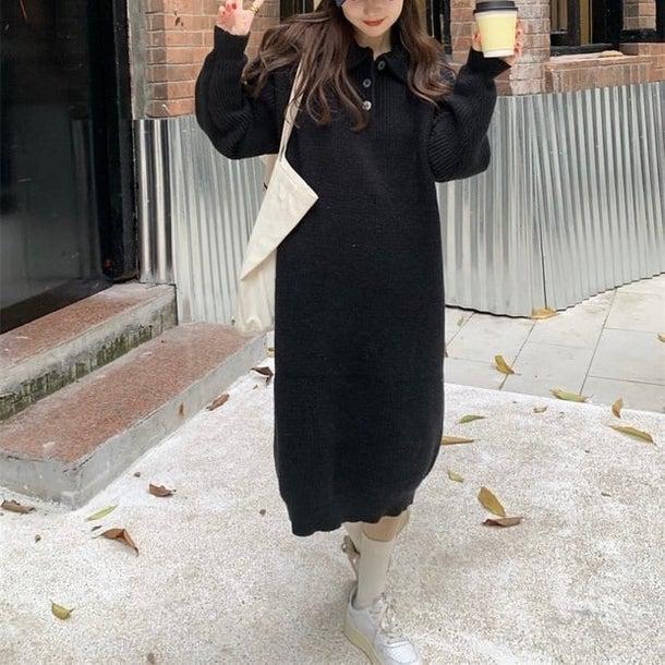 ワッフルミディニットワンピース 4933-画像12-韓国ファッション通販POPREA［ポップリア］