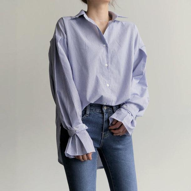 キャンディスリーブストライプシャツ＆ベスト 5045-画像12-韓国ファッション通販POPREA［ポップリア］