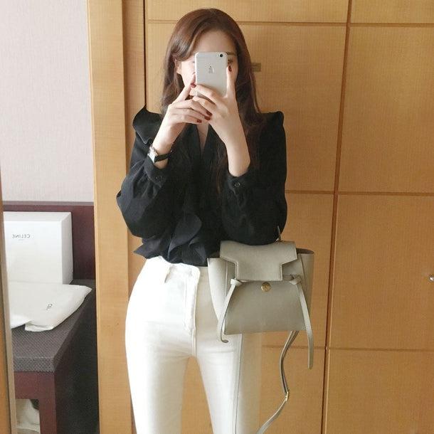 シアーフリルシフォンブラウス 5050-画像13-韓国ファッション通販POPREA［ポップリア］