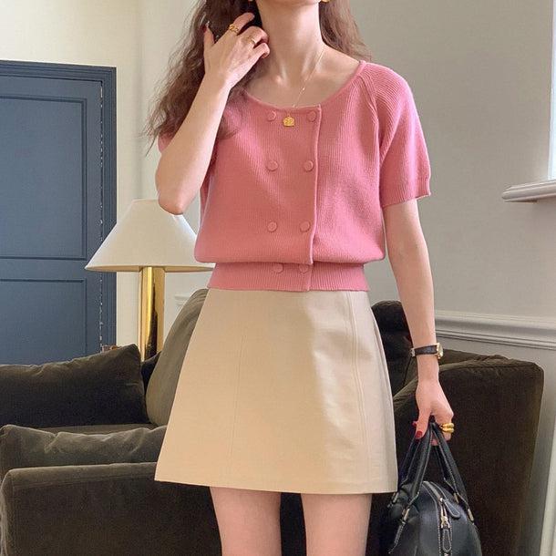 ノーカラーダブルボタンニット 5228-画像13-韓国ファッション通販POPREA［ポップリア］