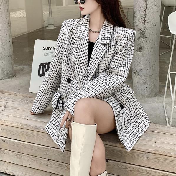 ミニバッグ付きチェック柄ジャケット 4730-画像13-韓国ファッション通販POPREA［ポップリア］