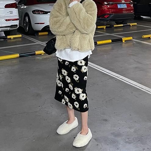 フラワーボアロングスカート 4838-画像13-韓国ファッション通販POPREA［ポップリア］