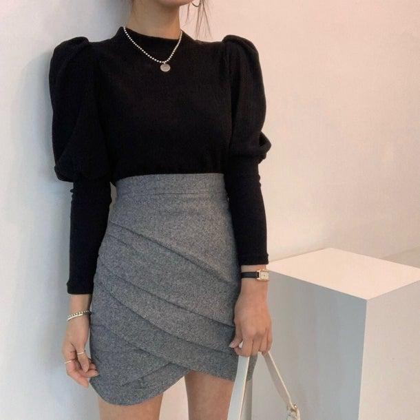 ぷちハイネックパフスリーブニット 4992-画像13-韓国ファッション通販POPREA［ポップリア］