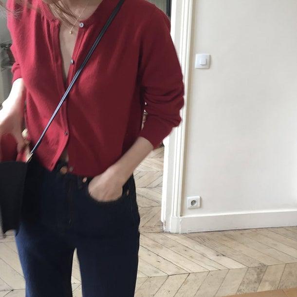 ラウンドネックショートカーディガン 4972-画像13-韓国ファッション通販POPREA［ポップリア］