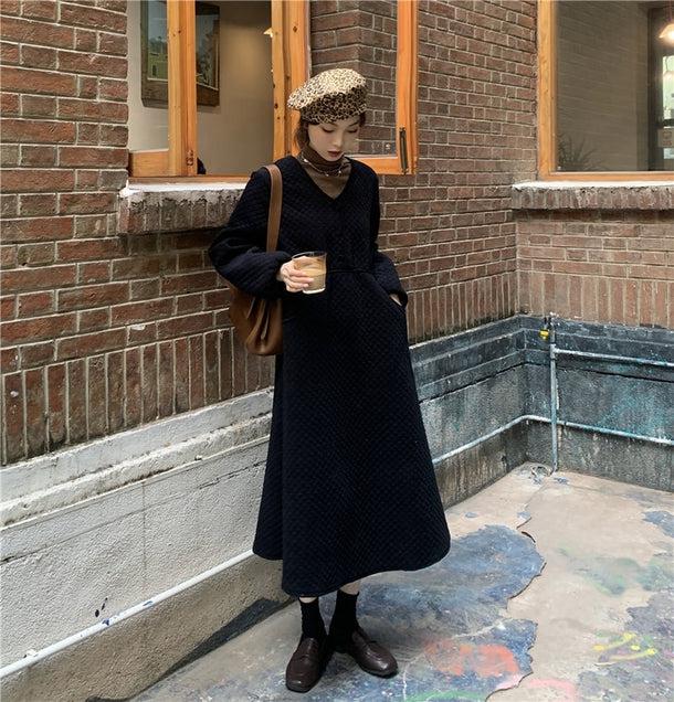 Vネックキルティングワンピース 5033-画像13-韓国ファッション通販POPREA［ポップリア］