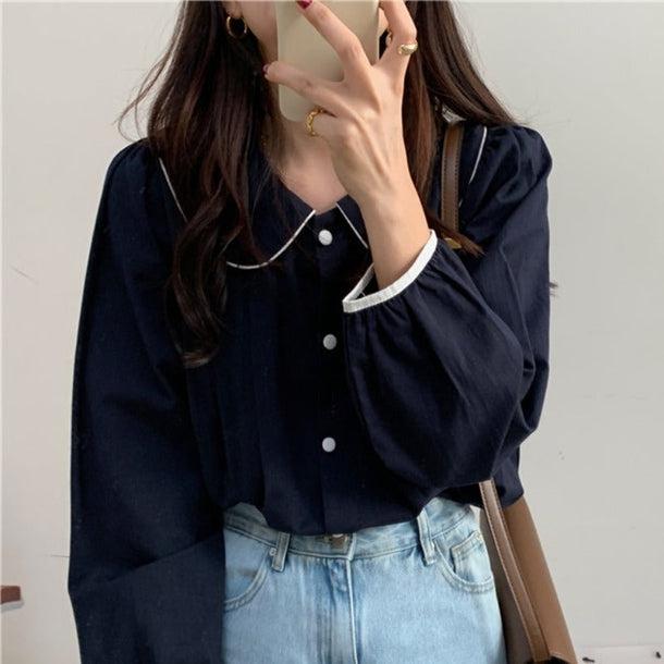 ラウンドカラープリーツブラウス 5088-画像13-韓国ファッション通販POPREA［ポップリア］