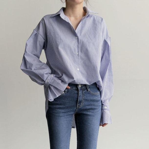 キャンディスリーブストライプシャツ＆ベスト 5045-画像13-韓国ファッション通販POPREA［ポップリア］