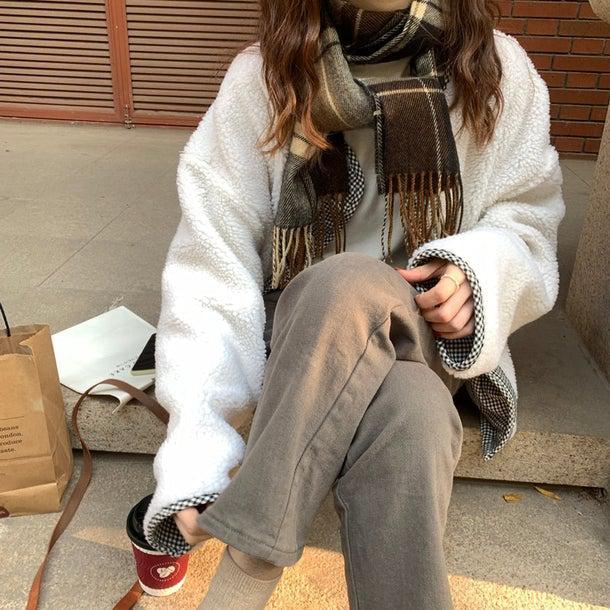 リバーシブルチェックボアジャケット 4934-画像13-韓国ファッション通販POPREA［ポップリア］