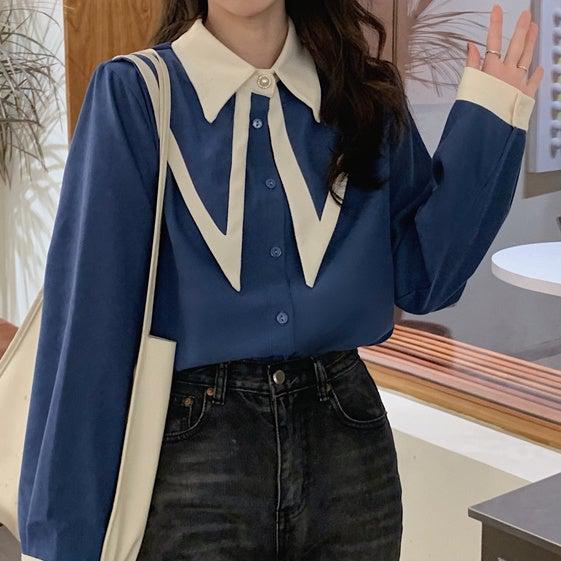 バイカラーレトロシャツ 4987-画像13-韓国ファッション通販POPREA［ポップリア］