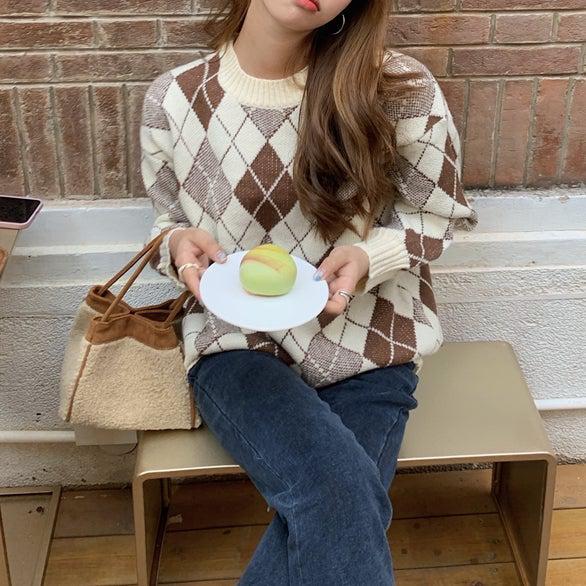 ダイヤ柄カラーニット 4951-画像13-韓国ファッション通販POPREA［ポップリア］