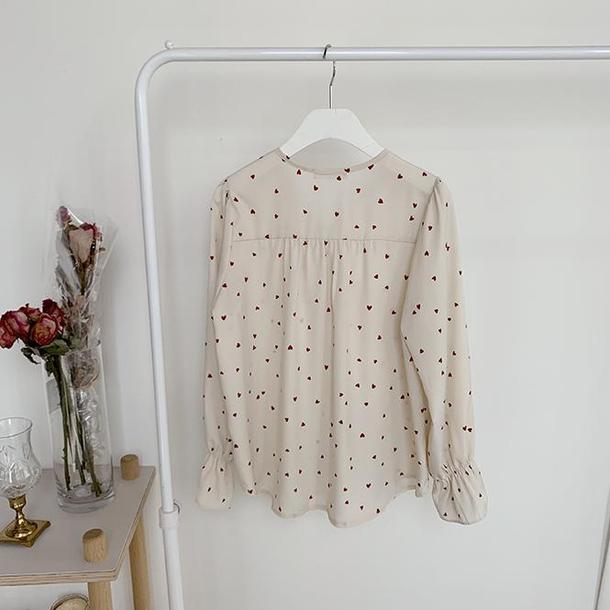 ミニハート柄シフォンブラウス 4775-画像14-韓国ファッション通販POPREA［ポップリア］