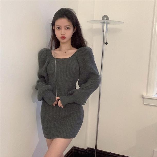 ベーシックショートリブニットワンピ 4866-画像14-韓国ファッション通販POPREA［ポップリア］