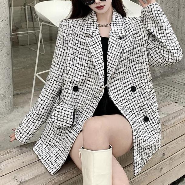 ミニバッグ付きチェック柄ジャケット 4730-画像14-韓国ファッション通販POPREA［ポップリア］