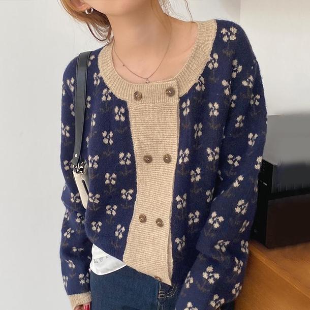 ダブルボタンフラワーカーディガン 4801-画像14-韓国ファッション通販POPREA［ポップリア］