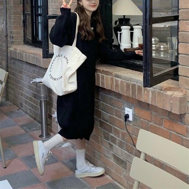 ワッフルミディニットワンピース 4933-画像14-韓国ファッション通販POPREA［ポップリア］