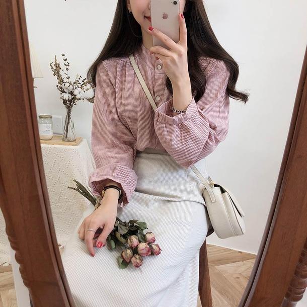 チェック柄ロングスリーブシャツ 4743-画像14-韓国ファッション通販POPREA［ポップリア］