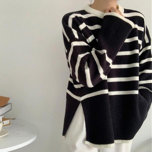 ベルスリーブボーダーニット 4804-画像14-韓国ファッション通販POPREA［ポップリア］