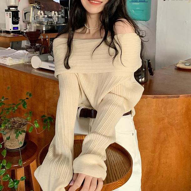 ベーシックオフショルダーリブニット 4788-画像14-韓国ファッション通販POPREA［ポップリア］