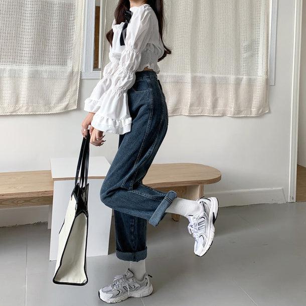 ハイウエストワイルドレッグデニムパンツ 5074-画像14-韓国ファッション通販POPREA［ポップリア］